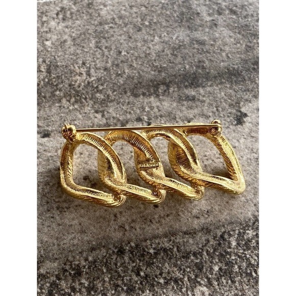 Monet Brooch Vintage Linked Chain Gold Tone - Picture 3 of 5